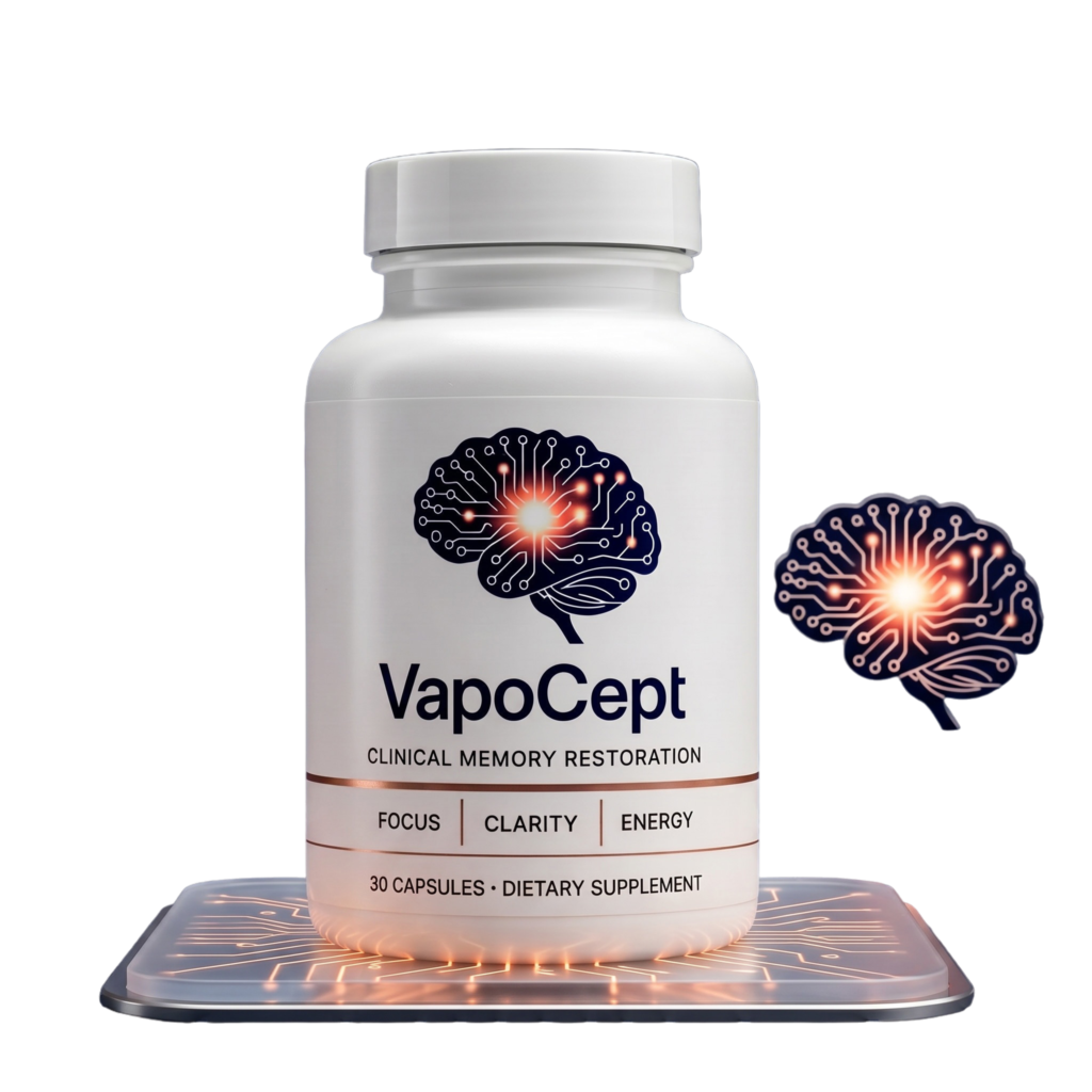 VapoCept nootropic capsule bottle for memory, focus and mental clarity